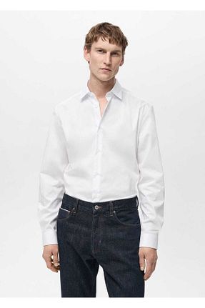 پیراهن سفید مردانه اسلیم MANGO Man - کد 884967982