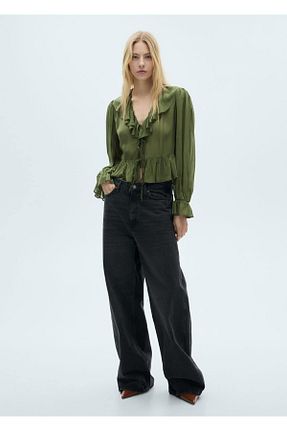 بلوز خاکی زنانه ساده MANGO - کد 898627865