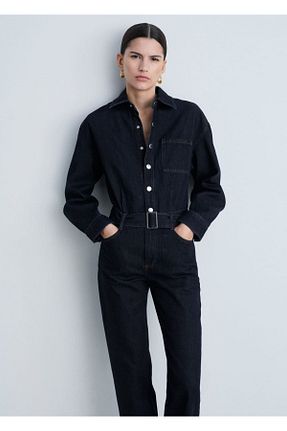 سرهمی آبی زنانه رگولار MANGO - کد 899216080