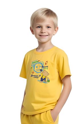 ست بالاتنه و پائین تنه زرد بچه گانه بافت panios kids - کد 899214162