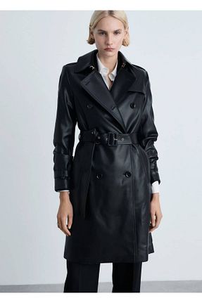 ترنچکت مشکی زنانه آستر دار MANGO - کد 898627851