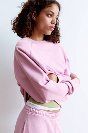 سوئیشرت صورتی زنانه ساده Pull & Bear - کد 898646283