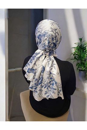 شال آبی زنانه کرپ Tasarım - کد 896354669