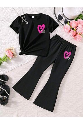 ست بالاتنه و پائین تنه مشکی بچه گانه بافت renkli diyar - کد 898703022