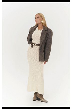 پالتو پشمی قهوه ای زنانه رگولار Butik - کد 899573365