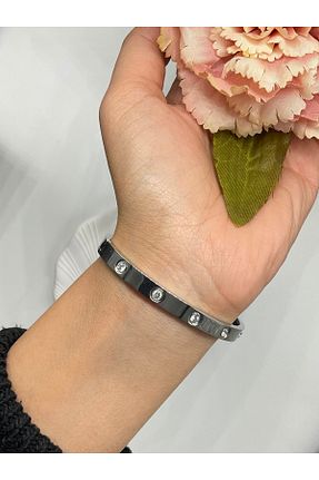 دستبند استیل (فولاد) طوسی زنانه استیل (فولاد) Reyna - کد 898735022