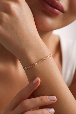 دستبند طلا زرد زنانه 14 عیار Bayar Gold - کد 884928034