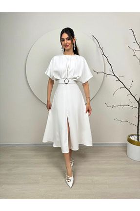 لباس سفید زنانه بافتنی LEKİ BUTİK - کد 898812066