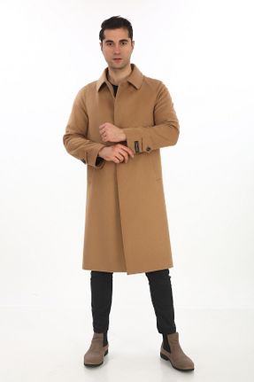 پالتو قهوه ای مردانه پشمی ŞAN GİYİM - کد 655249288