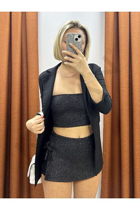 ست بالاتنه و پائین تنه مشکی زنانه بافت Karan Wear - کد 897530761