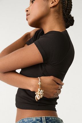 دستبند جواهر طلائی زنانه آهن Stradivarius - کد 898840386