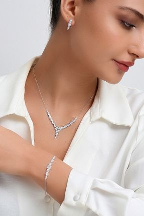 ست طلا سفید زنانه زیرکن Altınkesesi - کد 878957592