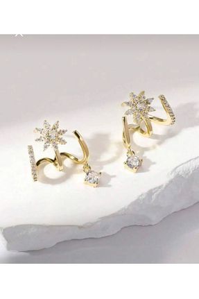 گوشواره استیل (فولاد) زرد زنانه استیل (فولاد) AychaAksesuar - کد 898841901