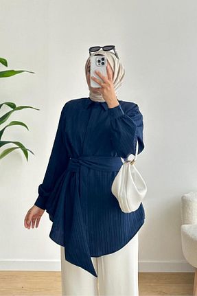 پیراهن حجاب سرمه ای زنانه رگولار poplin - کد 898848385