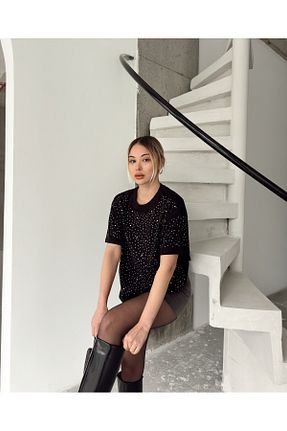 تیشرت مشکی زنانه گشاد Lorenzo - کد 898860918