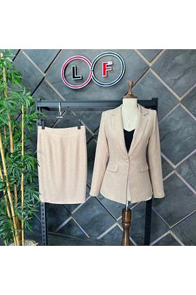 کت و شلوار بژ زنانه بافتنی nodilife - کد 792501224