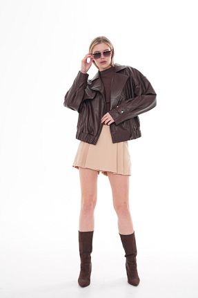 کاپشن زرشکی زنانه رگولار Metins Leather - کد 898888078