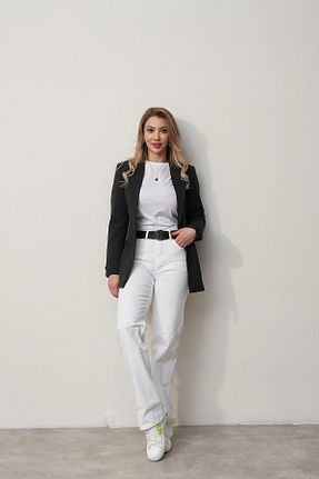 کت بلیزر مشکی زنانه پلی ویسکون Rabia Çelik - کد 898917778
