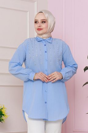 تونیک حجاب آبی زنانه ویسکون Sevitli - کد 899609334