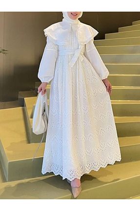 لباس حجاب سفید زنانه رگولار HİJABAYA - کد 898915095