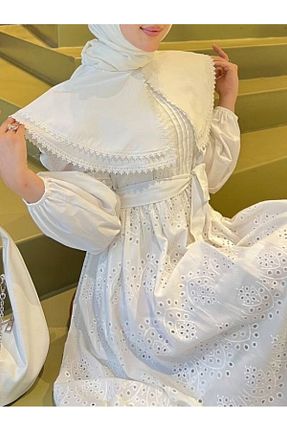 لباس حجاب سفید زنانه رگولار HİJABAYA - کد 898915095