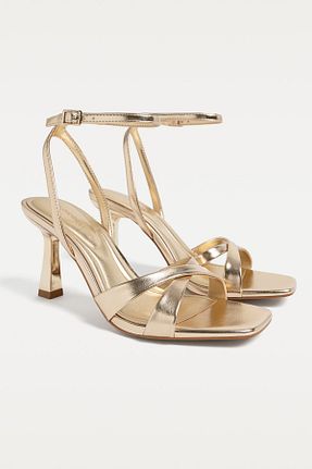صندل طلائی زنانه پاشنه نازک Stradivarius - کد 898917352