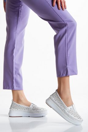 کفش کژوال سفید زنانه چرم خالص PASSAGE SHOES - کد 898949791