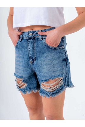 شلوارک و برمودا آبی زنانه فاق بلند SHUR BOUTİQUE - کد 898978397