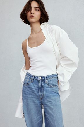 شلوار جین آبی زنانه پاچه گشاد H&M - کد 898994909