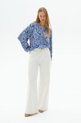 بلوز سفید زنانه طرح دار H&M - کد 898994852