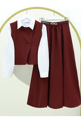 ست بالاتنه و پائین تنه حجاب زرشکی رگولار HİJABAYA - کد 899018925