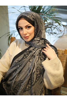 روسری مشکی پنبه پلی استر efdal şal eşarp - کد 899032649