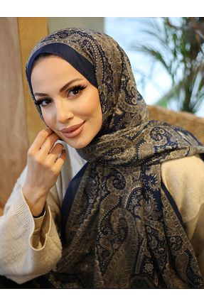 روسری سرمه ای پنبه پلی استر efdal şal eşarp - کد 899032513