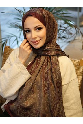 روسری زرشکی پنبه پلی استر efdal şal eşarp - کد 899032626