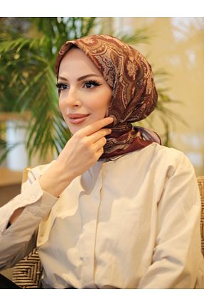 روسری زرشکی پنبه پلی استر efdal şal eşarp - کد 899046300