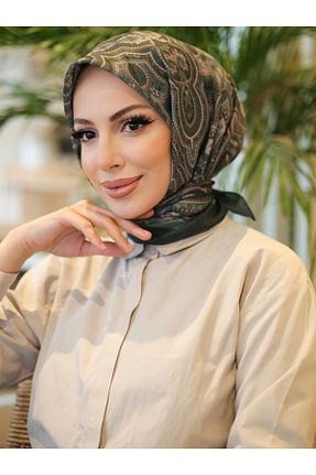 روسری خاکی پنبه پلی استر efdal şal eşarp - کد 899046266