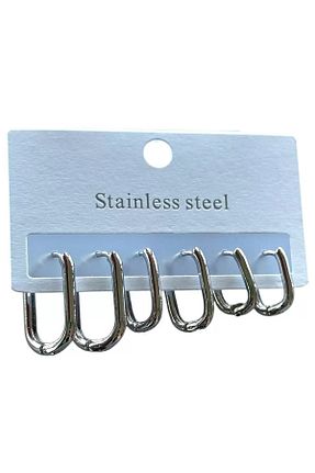 گوشواره استیل (فولاد) طوسی زنانه استیل (فولاد) Vitastyle - کد 899049218