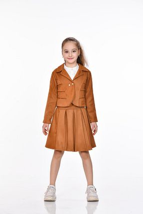 ست بالاتنه و پائین تنه قهوه ای بچه گانه بافتنی Kamex - کد 930932549