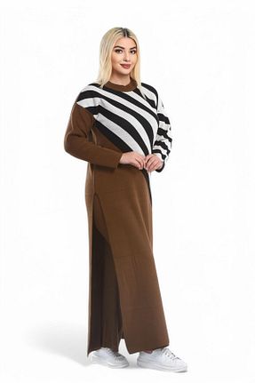 ست بالاتنه و پائین تنه حجاب قهوه ای زنانه رگولار NEWCO - کد 899086056