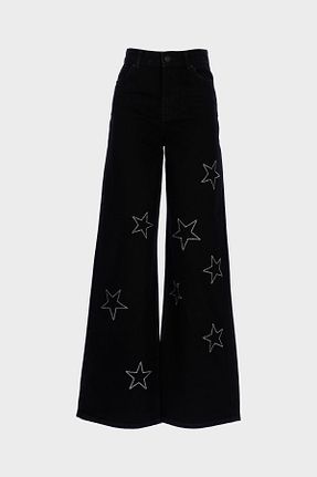 شلوار جین مشکی زنانه پاچه گشاد CROSS JEANS - کد 899085479