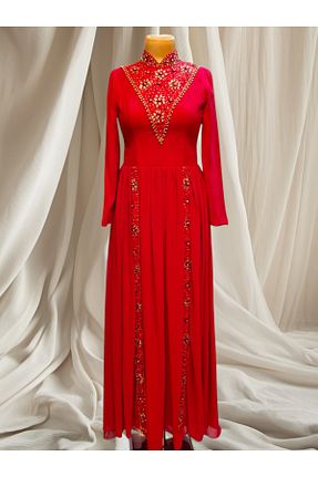 لباس مجلسی سایز بزرگ قرمز زنانه یقه دوچرخه Abiyell - کد 899923927