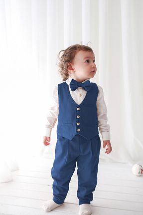 ست بالاتنه و پائین تنه آبی بچه گانه بافتنی Catz Kids - کد 899924084
