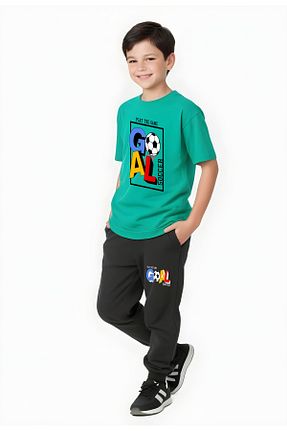 ست بالاتنه و پائین تنه سبز بچه گانه بافت FYK KİDS - کد 893567513