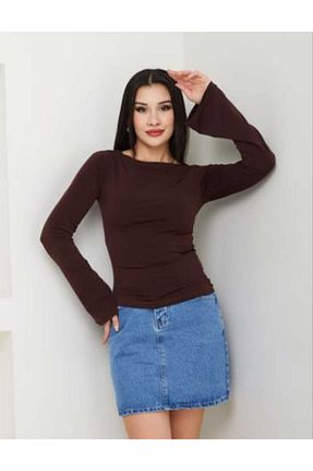 بادی قهوه ای زنانه یقه دوچرخه ECK MODA - کد 899146588