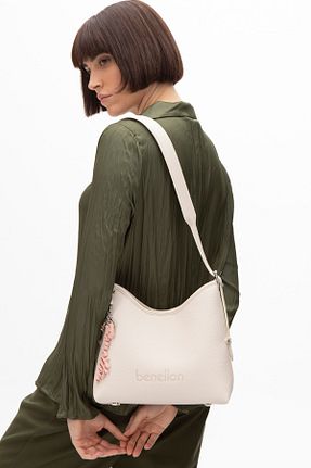 کیف دوشی بژ زنانه چرم مصنوعی United Colors of Benetton - کد 899149891