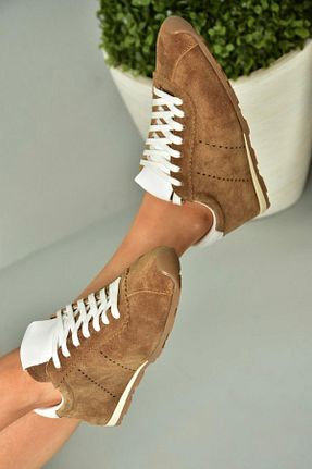 کفش اسنیکر قهوه ای زنانه بند دار Fox Shoes - کد 899172159