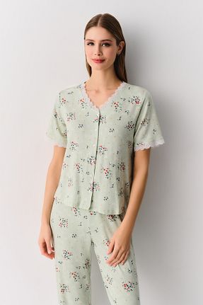 ست لباس راحتی سبز زنانه گلدار Suwen - کد 899165753