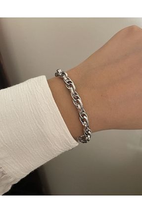 دستبند استیل (فولاد) طوسی زنانه استیل (فولاد) ZEYNTEK - کد 899193830
