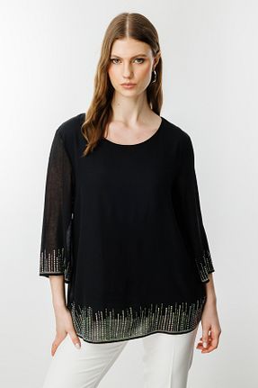 بلوز سایز بزرگ طلائی زنانه Straight Ekol - کد 899193699