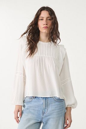 بلوز سفید زنانه ساده Stradivarius - کد 899182066